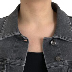 Dolce & Gabbana Dark Gray Cotton Stretch Cropped Denim Jacket