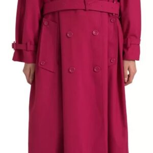 Dolce & Gabbana Dark Pink Double Breasted Trench Coat Jacket