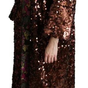 Dolce & Gabbana Multicolor Sequined Long Coat Jaquard Jacket