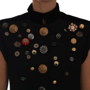 Dolce & Gabbana Embellished Black Military Style Vest