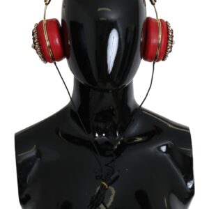 Dolce & Gabbana Exquisite Red Crystal Leather Headphones