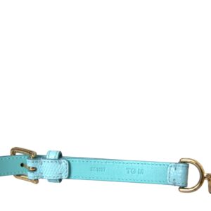 Dolce & Gabbana Light Blue Leather Crystal Chain Waist Belt