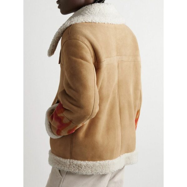 Palm Angels Flame Accented Suede Shearling Jacket - Image 3