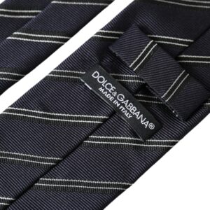 Dolce & Gabbana Black White Stripes Silk Adjustable Tie