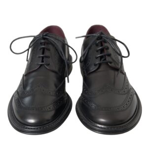 Dolce & Gabbana Black Leather Oxford Wingtip Formal Men Shoes