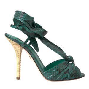 Dolce & Gabbana Green Exotic Leather Heels Sandals Shoes