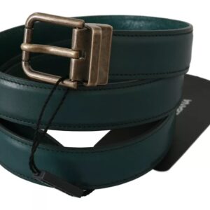 Dolce & Gabbana Green Gold Buckle Waist Leather Belt