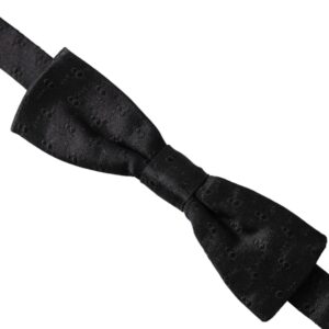 Dolce & Gabbana Black Silk Patterned Adjustable Neck Men Bow Tie