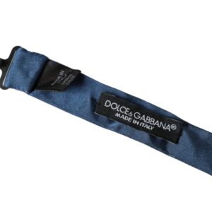 Dolce & Gabbana Blue Satin Silk Adjustable Neck Men Bow Tie