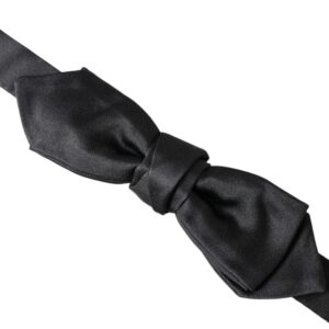 Dolce & Gabbana Black Satin Silk Adjustable Neck Men Bow Tie