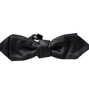 Dolce & Gabbana Black Satin Silk Adjustable Neck Men Bow Tie