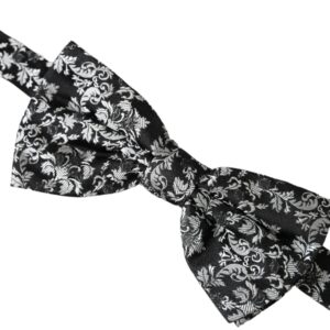 Dolce & Gabbana Black Floral Silk Adjustable Neck Men Bow Tie