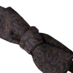 Dolce & Gabbana Brown Fantasy Silk Wool Adjustable Neck Men Bow Tie