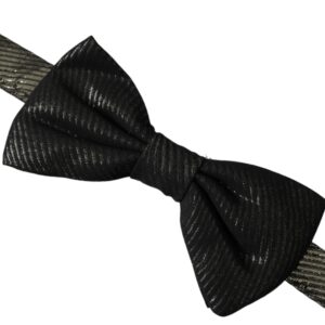 Dolce & Gabbana Black Fantasy Silk Adjustable Neck Men Bow Tie