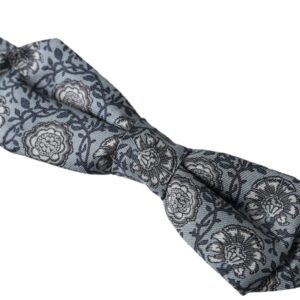 Dolce & Gabbana Gray Silk Patterned Adjustable Neck Men Bow Tie