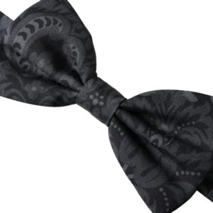 Dolce & Gabbana Dark Gray Silk Patterned Adjustable Men Bow Tie