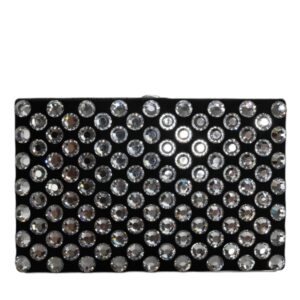 Dolce & Gabbana Black Velvet Crystal Clutch Evening Party Purse Bag