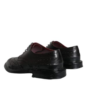 Dolce & Gabbana Black Leather Oxford Wingtip Formal Men Shoes