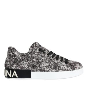 Dolce & Gabbana Black White Wool Low Top Men Sneakers Shoes