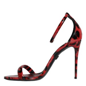 Dolce & Gabbana Red Leopard Leather Ankle Strap Keira Sandals Shoes