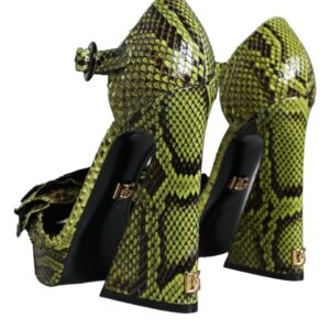 Dolce & Gabbana Green Exotic Leather Ankle Strap Heels Sandals Shoes