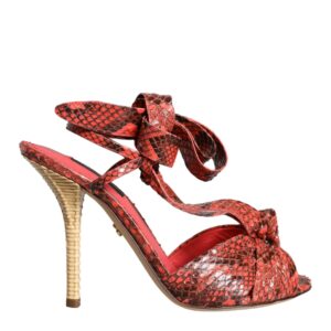 Dolce & Gabbana Coral Exotic Leather Heels Sandals Shoes