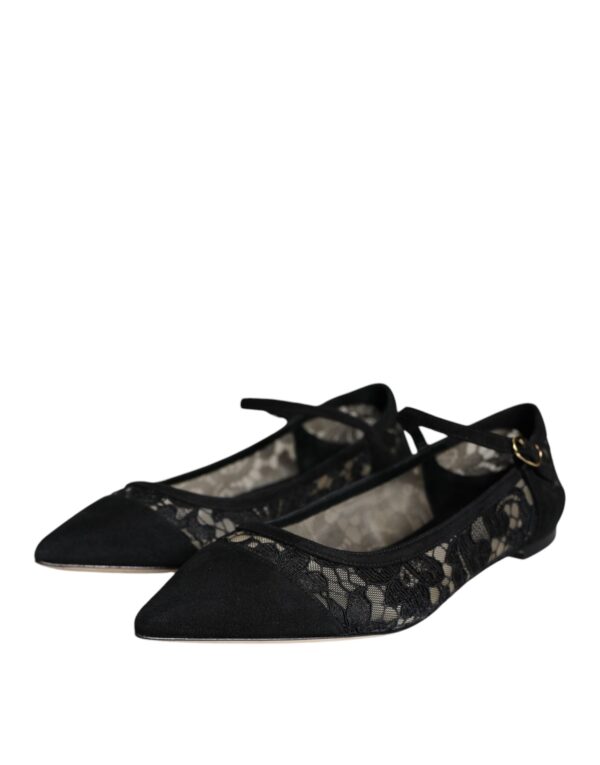 Dolce & Gabbana Black Taormina Lace Bellucci Flats Shoes - Image 3