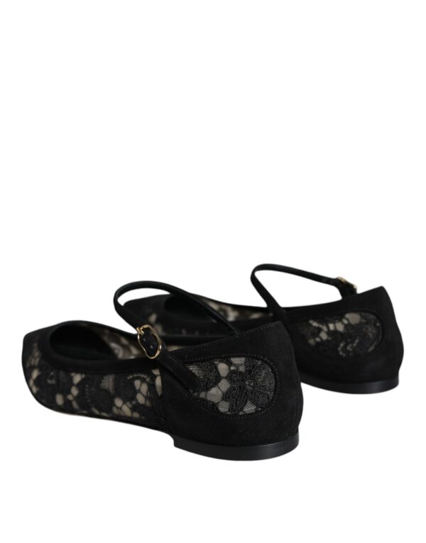 Dolce & Gabbana Black Taormina Lace Bellucci Flats Shoes - Image 5