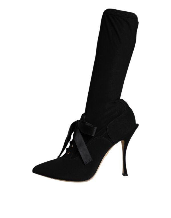 Dolce & Gabbana Black Stiletto Heels Mid Calf Boots Shoes - Image 4