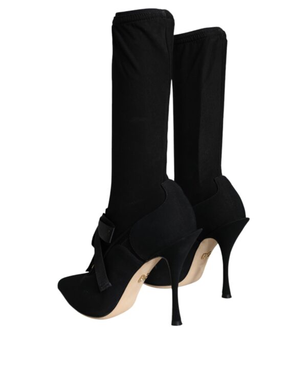 Dolce & Gabbana Black Stiletto Heels Mid Calf Boots Shoes - Image 5