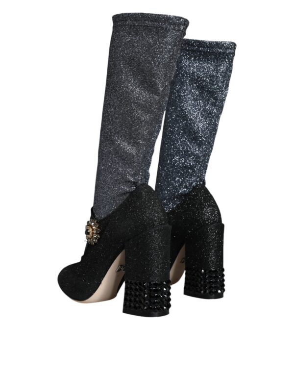 Dolce & Gabbana Black Crystal Mary Janes Booties Shoes - Image 4