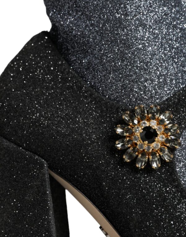 Dolce & Gabbana Black Crystal Mary Janes Booties Shoes - Image 7