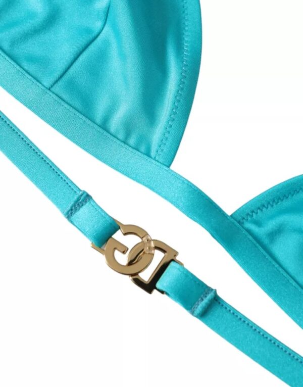 Dolce & Gabbana Blue Green Halter DG Logo Swimwear Beachwear Bikini Top - Image 2