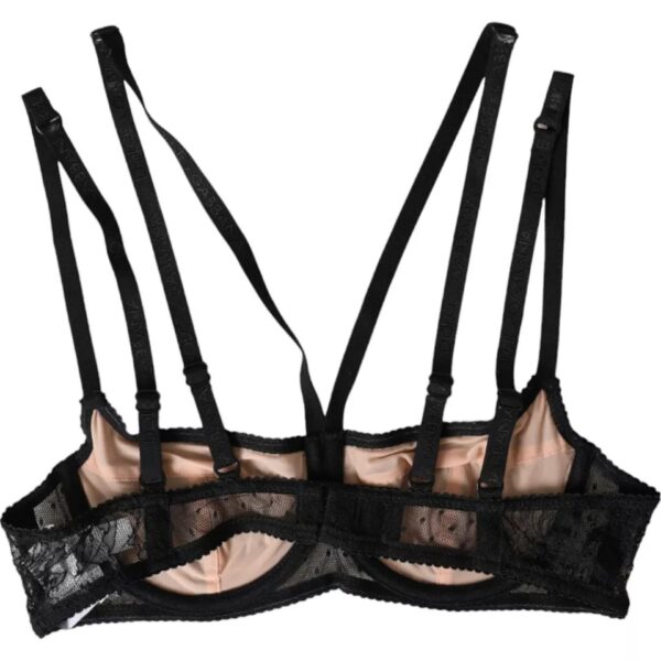 Dolce & Gabbana Black Floral Lace Nylon Balconcino Bra Underwear - Image 3