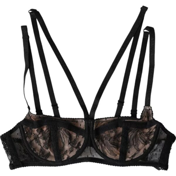 Dolce & Gabbana Black Floral Lace Nylon Balconcino Bra Underwear - Image 2