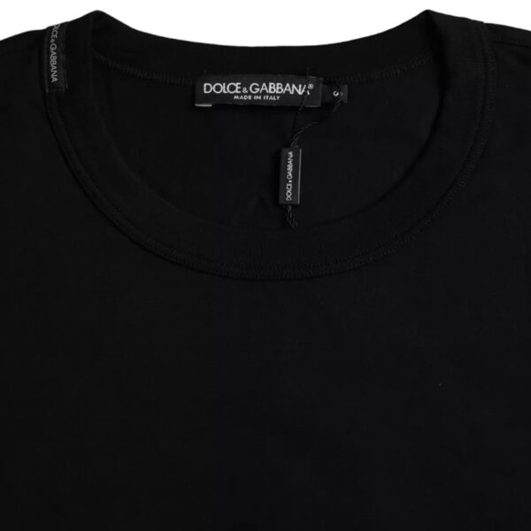 Dolce & Gabbana Black Logo Embossed Cotton Crew Neck T-shirt - Image 3