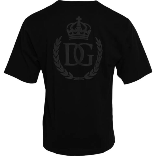 Dolce & Gabbana Black Logo Embossed Cotton Crew Neck T-shirt - Image 2