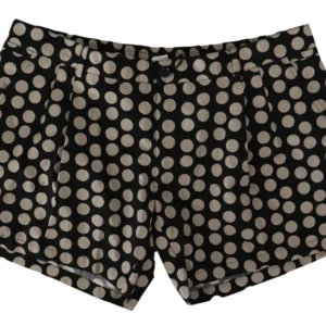 Dolce & Gabbana Black White Polka Dots Cotton Linen Shorts