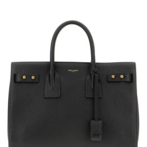 Saint Laurent Black Calf Leather Sac De Jour Handbag