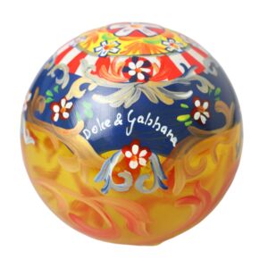 Dolce & Gabbana Gold Tone Carretto Print Round Ornament Christmas Ball