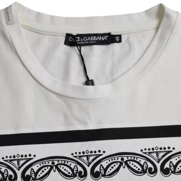 Dolce & Gabbana White Bandana Print Cotton Short Sleeves Men T-shirt - Image 3