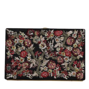 Dolce & Gabbana Multicolor Floral Gold Frame Clutch Evening Purse Bag