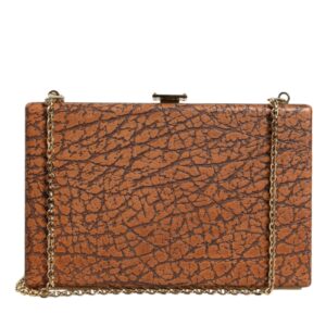 Dolce & Gabbana Brown Leather Gold Frame Clutch Mini Crossbody Bag