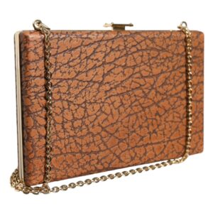 Dolce & Gabbana Brown Leather Gold Frame Clutch Mini Crossbody Bag