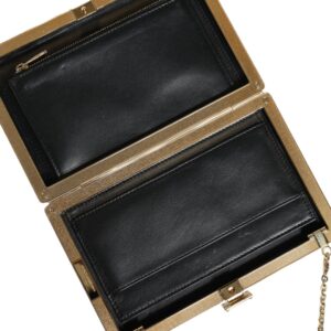 Dolce & Gabbana Brown Leather Gold Frame Clutch Mini Crossbody Bag