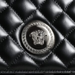 Versace Black Quilted Lambskin Leather Crossbody Shoulder Bag