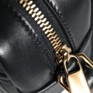 Versace Black Quilted Lamb Leather Camera Case Shoulder Bag