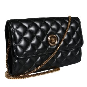 Versace Black Quilted Nappa Leather Crossbody Shoulder Bag