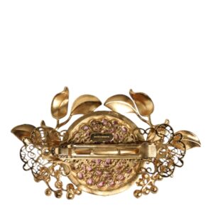 Dolce & Gabbana Gold Tone Brass Crystal Floral Hair Clip