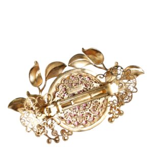 Dolce & Gabbana Gold Tone Brass Crystal Floral Hair Clip